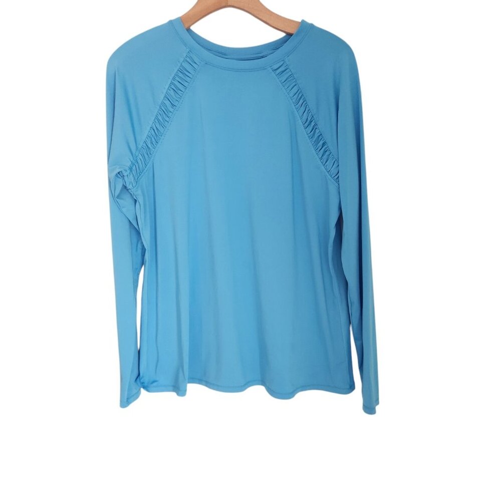 Reel Legends Top Reel-Tec Blue Long Sleeve Shirt Moisture Wicking Women's Large